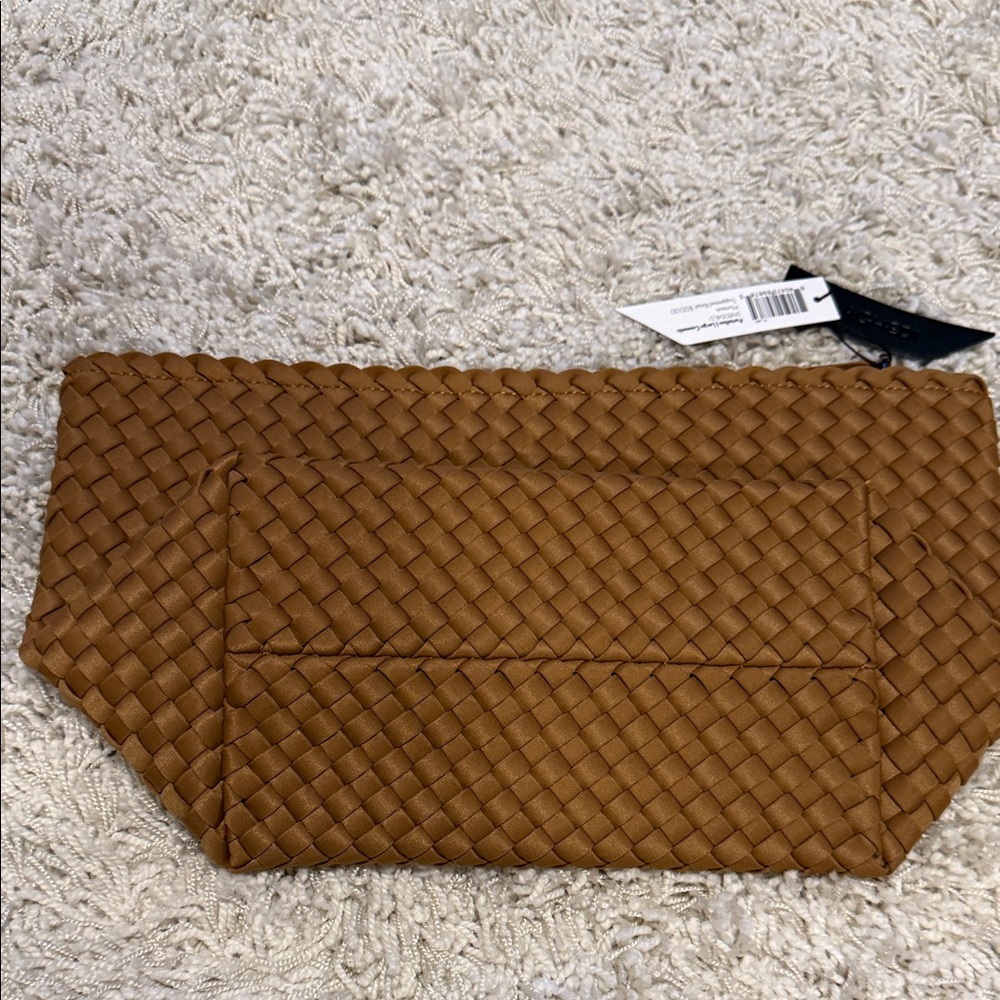 NWT Naghedi Portofino Tan Woven Cosmetic Bag - Picture 2 of 7